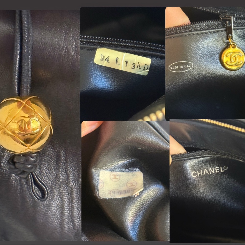 CHANEL BLACK CHEVRON QUILTED LEATHER TOTE BAG 💕 - Picture 8 of 13